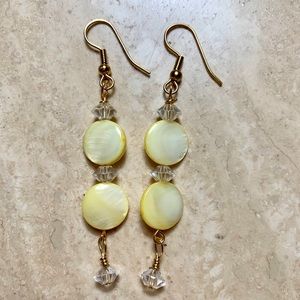 Gold shell and crystal earrings